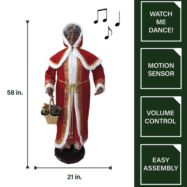 Fraser Hill Farm 58-In. African American Dancing Mrs. Claus w