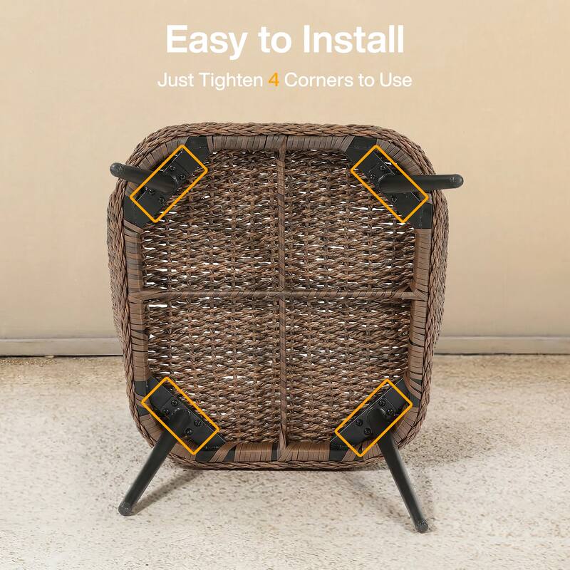 4-Person Outdoor Wicker Patio Conversation Seating Set with Coffee Table,