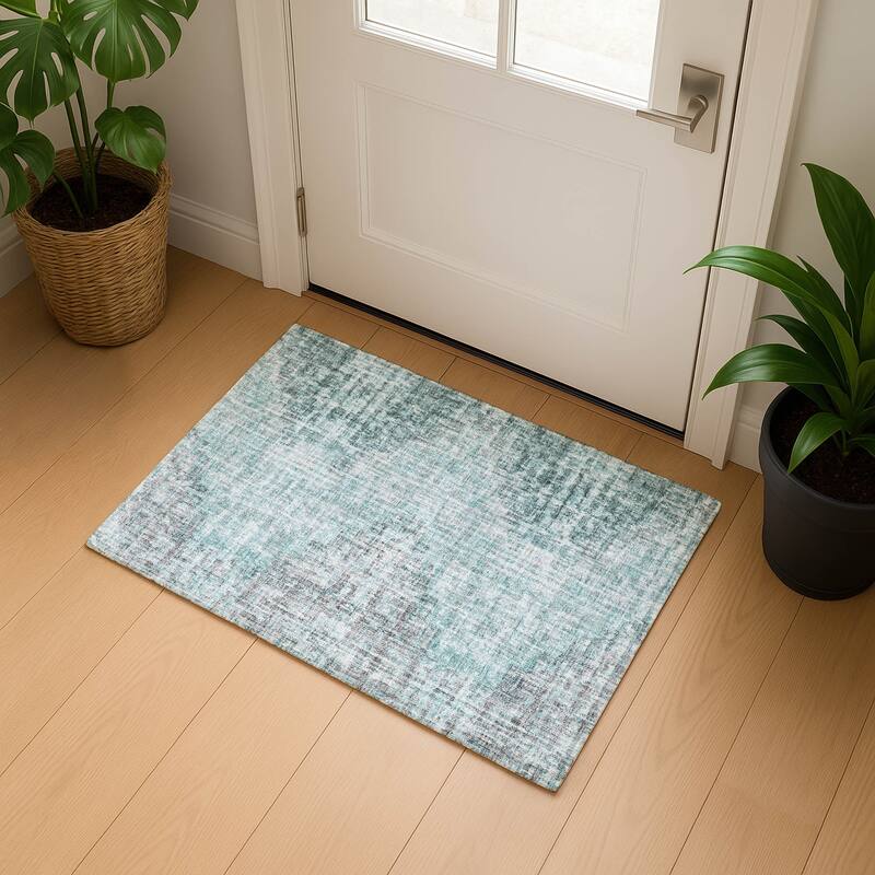 Premium Washable Super Soft Ombre Chevron Mayfield Rug - Teal - 1'8" x 2'6"