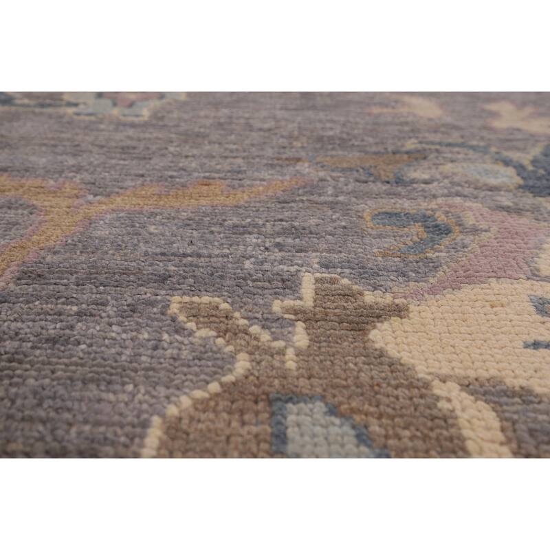 Gray Blue Oushak Vegetable Dye Area Rug Hand-Knotted Wool Carpet - 9'1" x 12'0"