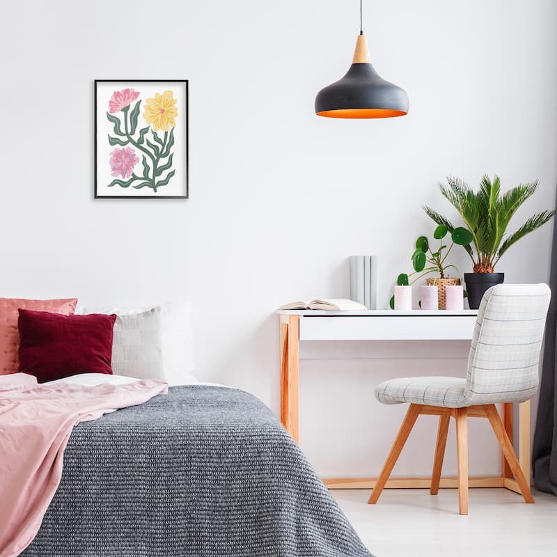 Stupell Modern Blooms with Curved Leaves Framed Giclee Art Design By Kim Allen