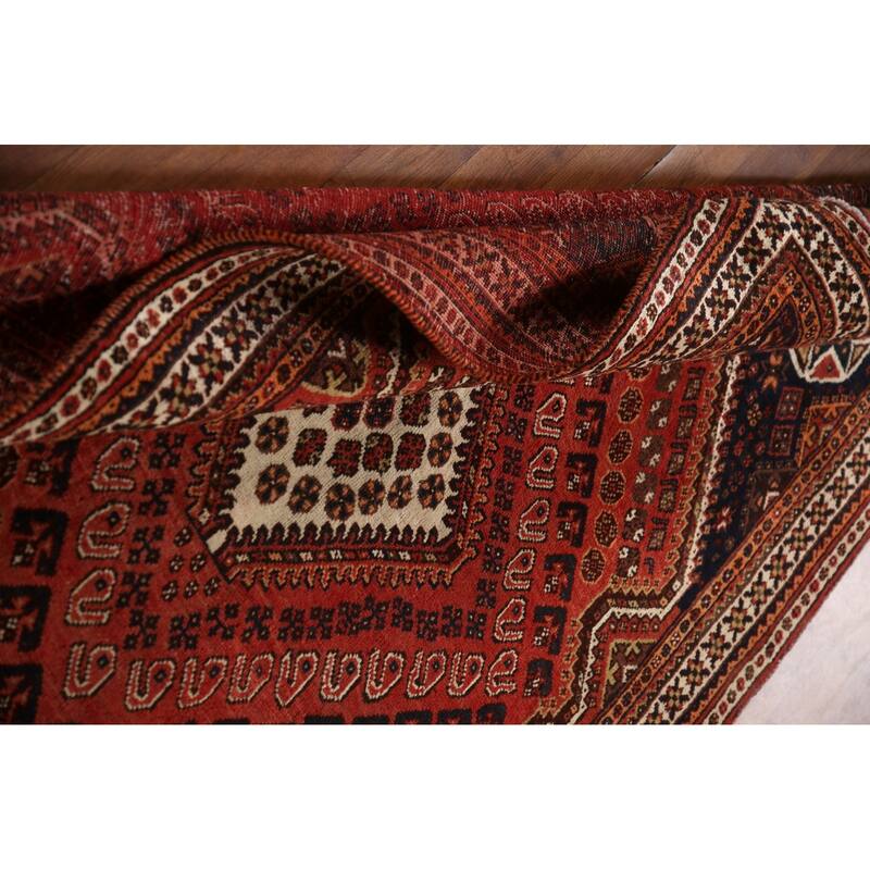 Qashqai Persian Vintage Area Rug Bedroom Hand-knotted Wool Carpet - 4'4"x 7'0"