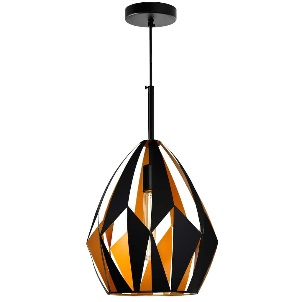 Oxide 1 Light 12in Black & Copper Down Pendant - Black/Copper