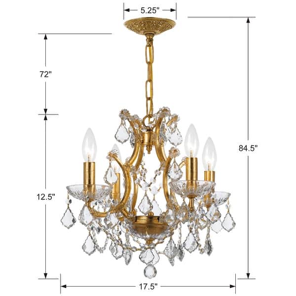 Filmore 4 Light Crystal Gold Mini-Chandelier - 17.5'' W x 12.5'' H