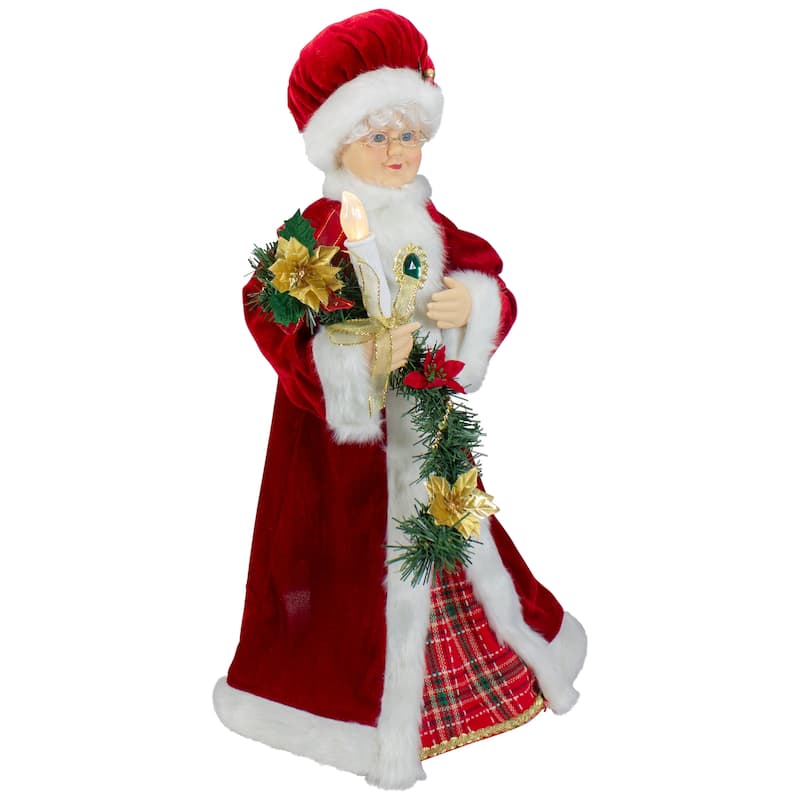 24-Inch Animated Mrs. Claus with Lighted Candle Musical Christmas Figure - 24"