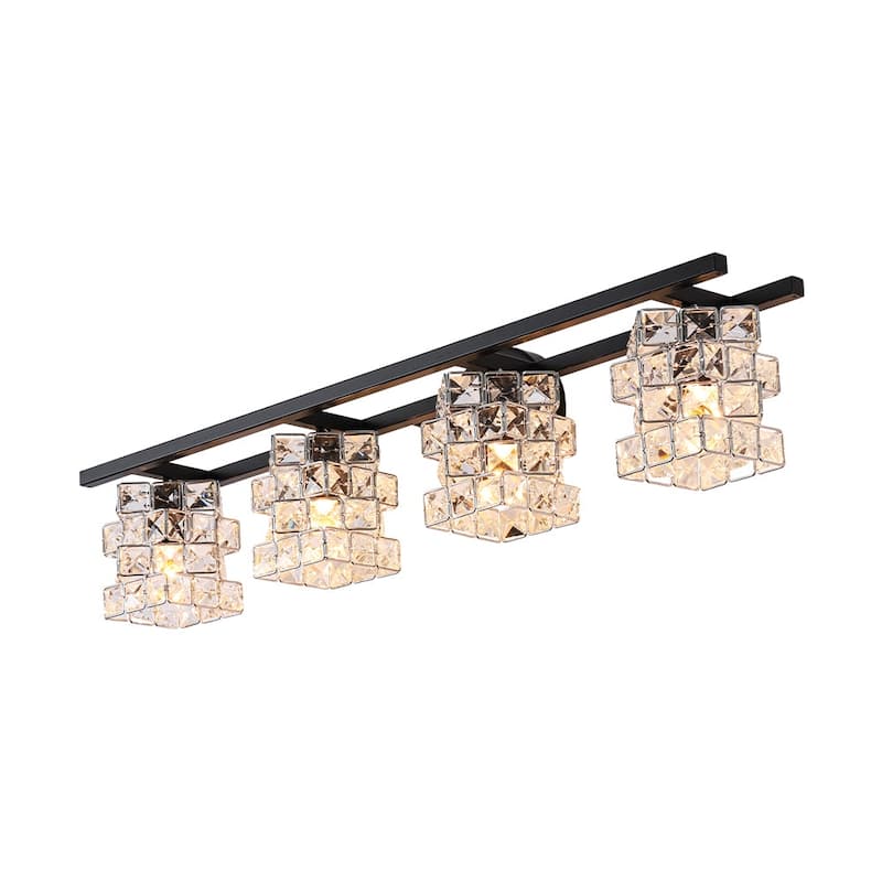 Mosaic Crystal Cube Shade Linear Bathroom Vanity Light