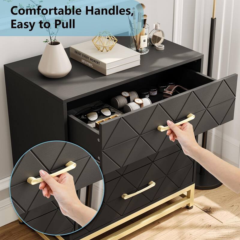 3/4 Drawer Wood Dresser for Bedroom, Modern Storage Chest for Closet