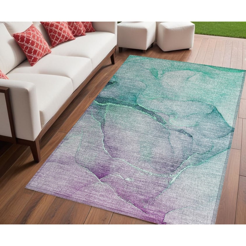 Allus Contemporary Abstract Weather Resistant Blended Style Outdoor Rug