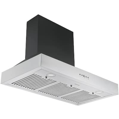 36 in. 600 CFM Pyramid Range Hood in Black and Stainless Steel - Bed ...
