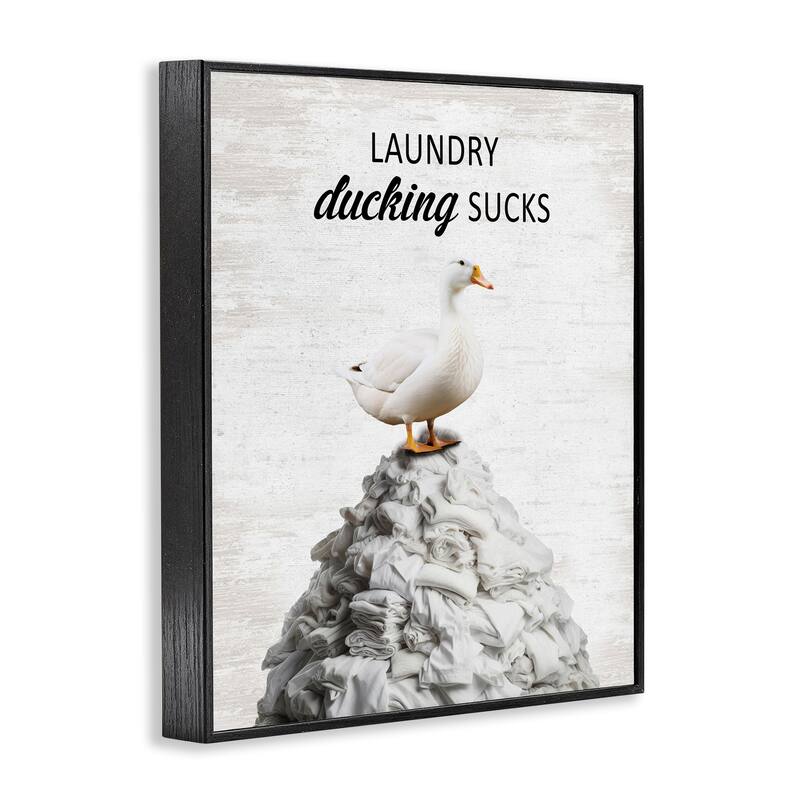 Stupell Duck & Laundry Pile Framed Giclee Art Design By Lettered and Lined
