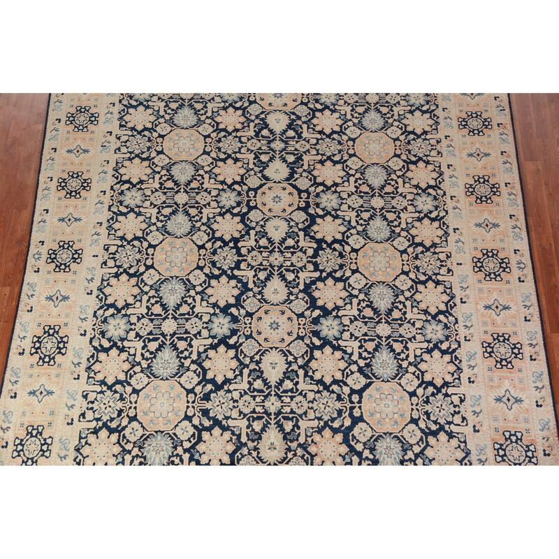 Vegetable Dye Blue Ziegler Oriental Area Rug Hand-Knotted Wool Carpet - 8'1"x 10'1"