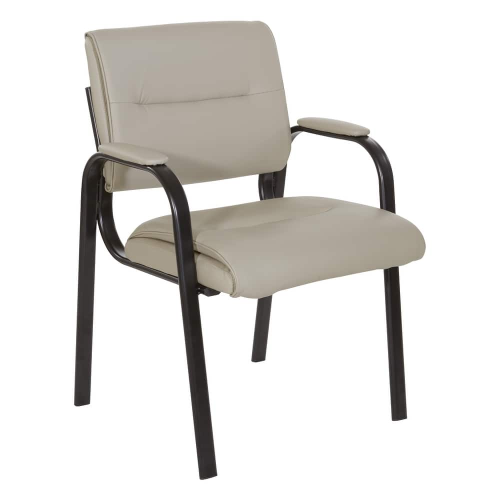 Guest Chair in Faux Leather and Black Finish Frame