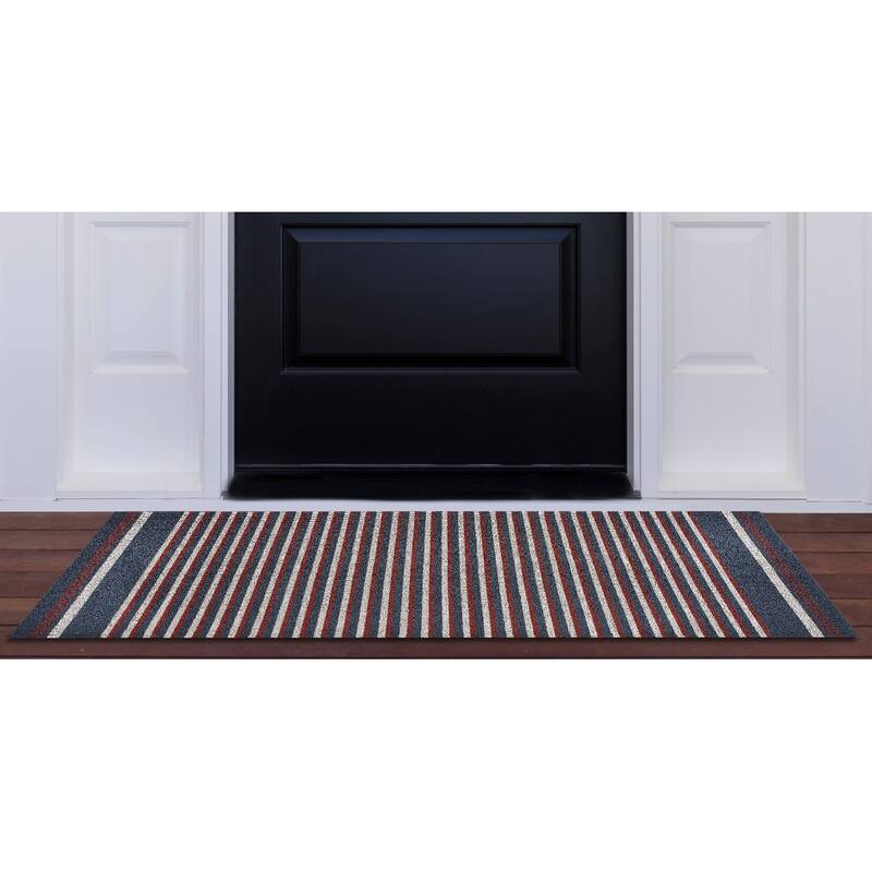 Nautica PVC Loop Utility Indoor/Outdoor Striped Mat