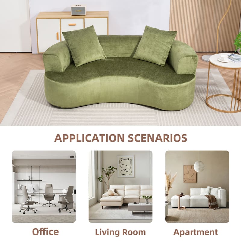 XINMICS 78.74'' Modern Sectional Sofa, 2-Seater Chenille Sofa with 2 Pillows, U-Shape Foam Sofa No Assembly Required