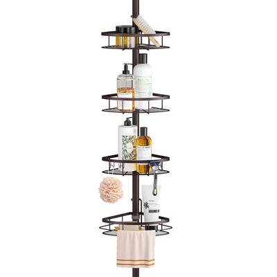 Rustproof Shower Corner Caddy Organizer for Bathroom,Tension Pole with 4 Baskets