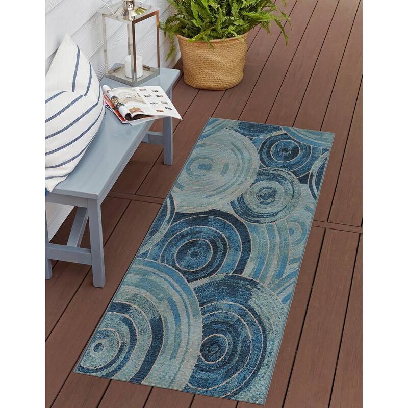 Outdoor Ucul Collection Area Rug - Light Blue - 2'x6'