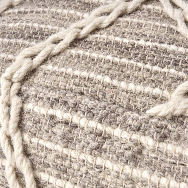 Rope Square Pouf, Gray and Ivory