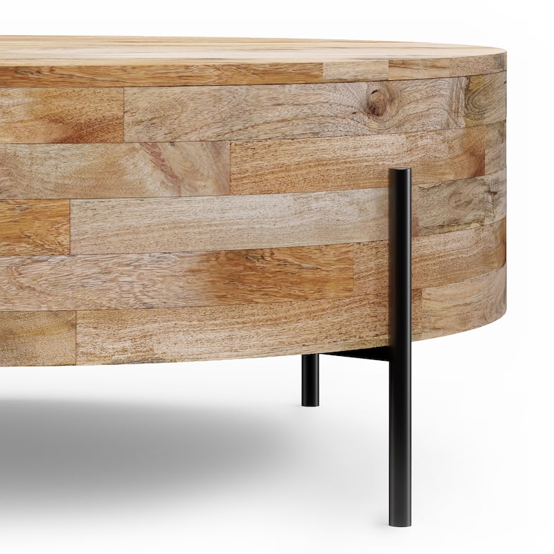 WYNDENHALL Farmington Modern Industrial Round Drum Coffee Table - 38"d x 38" w x 14"h