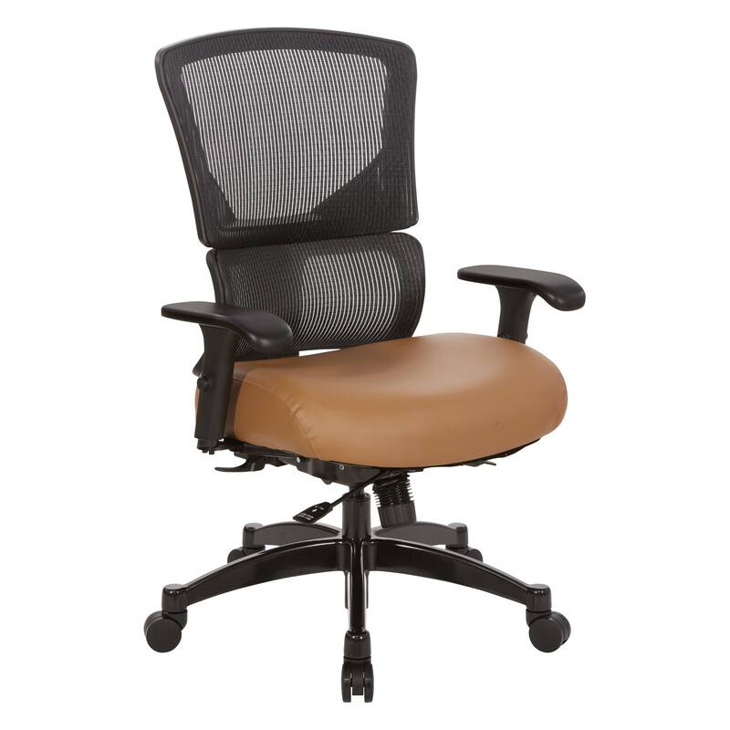 Big & Tall Vertical Managers Chair - Black Back with Brown Fabric Seat