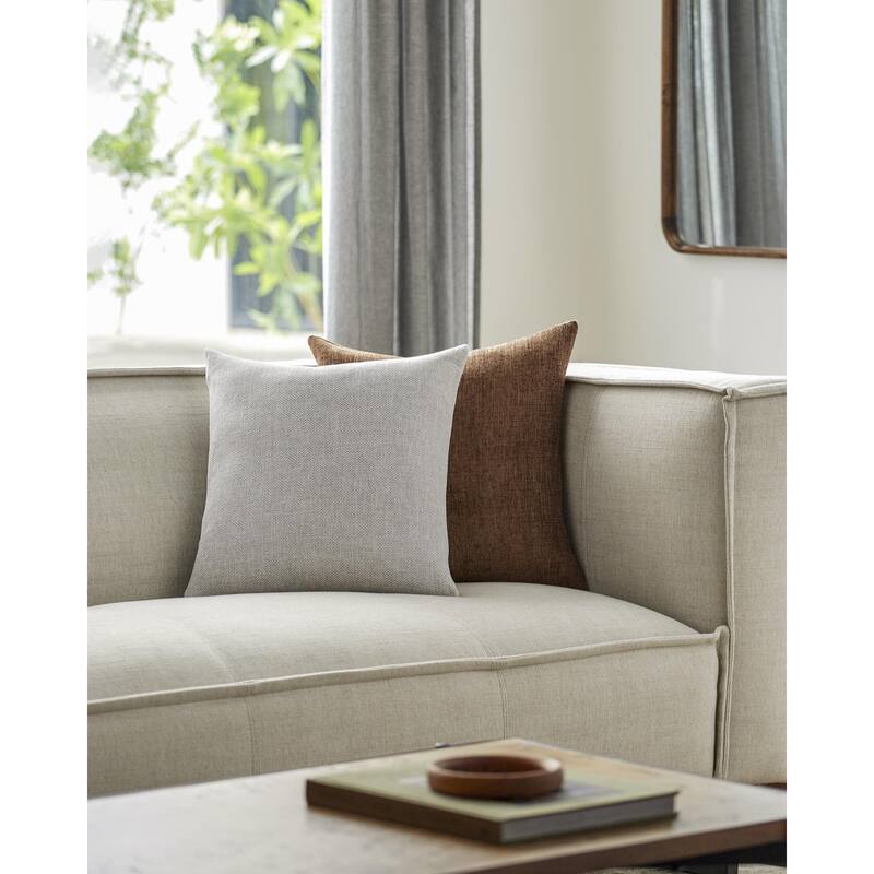 Livabliss Sajani Modern & Contemporary Solid Color Accent Pillow - 22"L x 22"W - Polyester - Light Gray