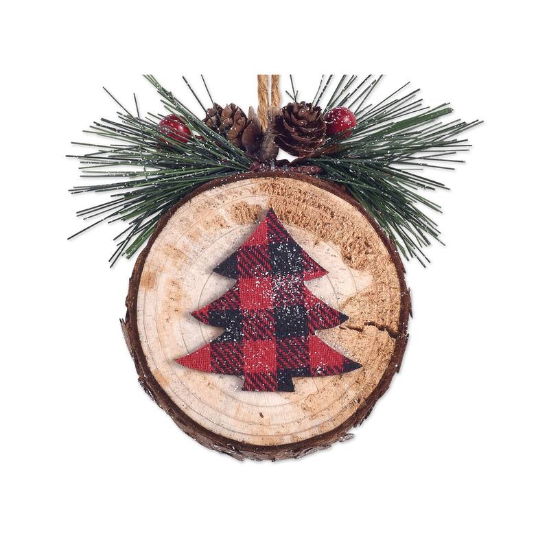 Plaid Tree Ornament, Set of 6