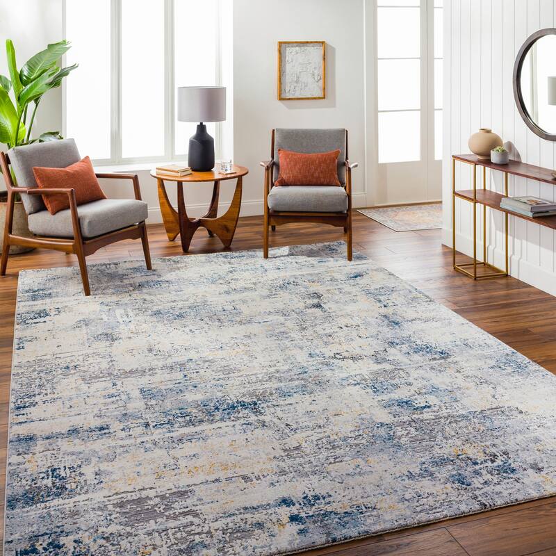 Livabliss Hassler Modern Abstract Area Rug - Grey/Blue - 10' x 14'