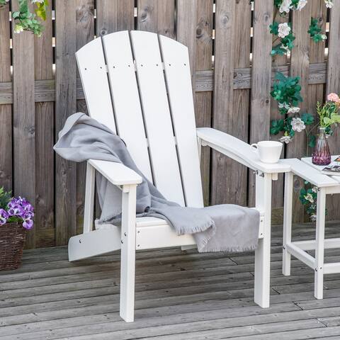 Outsunny Plastic Adirondack Chair, HDPE Fire Pit Chair with High Back for Backyard, Garden