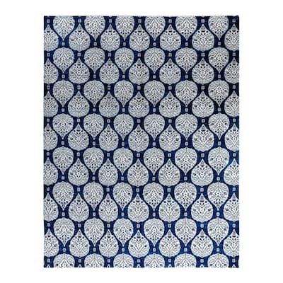 Ganga One-of-a-Kind Handmade Area Rug, Blue - 9' 1" x 11' 8"