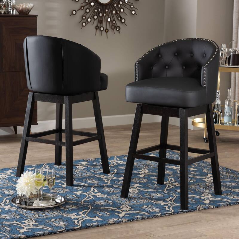 Traditional Faux Leather 30" Bar Stool by Baxton Studio