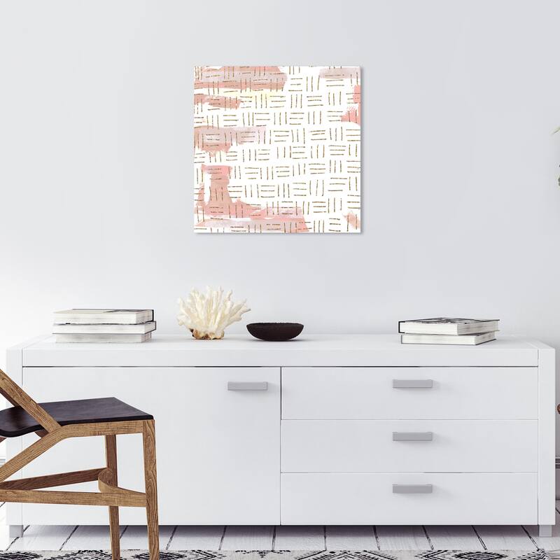 Wynwood Studio Canvas Abstract Rhythm in Blush White and Light Pink Modern & Contemporary Wall Art Canvas Print - 20 x 20