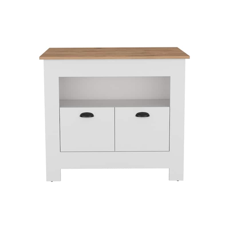 Kitchen Island Two Door Cabinet and Shelf for Dining Room.