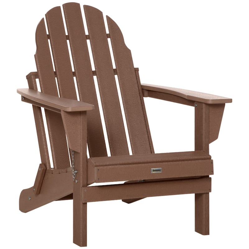 Folding Adirondack Chair, Faux Wood Patio & Fire Pit Chair, Weather Resistant Hdpe For Deck, Outside Garden, Porch, Backyard