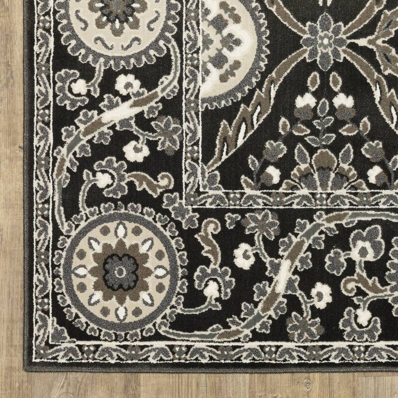 Style Haven Ripley Traditional Charcoal/ Grey Mixed Pile Area Rug