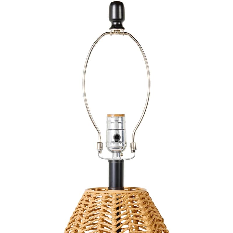 Cromwell Bohemian Paper Rattan Table Lamp - 26"H x 14"W x 14"D