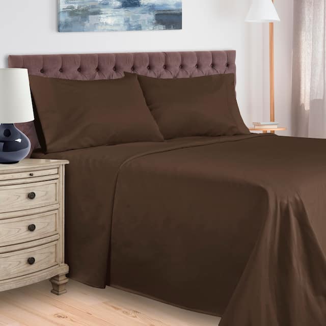 Egyptian Cotton 400 Thread Count Solid Bed Sheet Set by Superior - Queen - Mocha