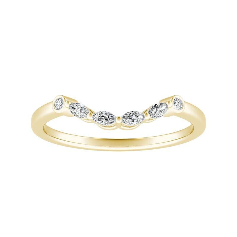 Auriya 1/10ctw Vintage Contoured Diamond Wedding Band 14k Gold