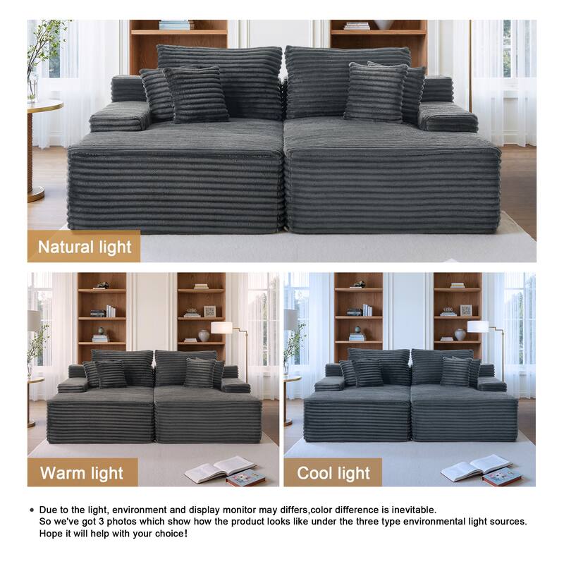 2 - Piece Upholstered Sectional Couch Sleeper Sofa L-Shape Chaise with Pillow