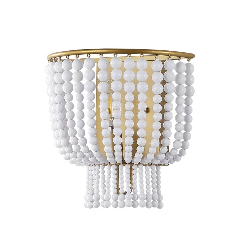 SAFAVIEH Lighting Frouke Wall Sconce - 6" W x 10" D x 10" H - Brass/White - 6Wx10Dx10H