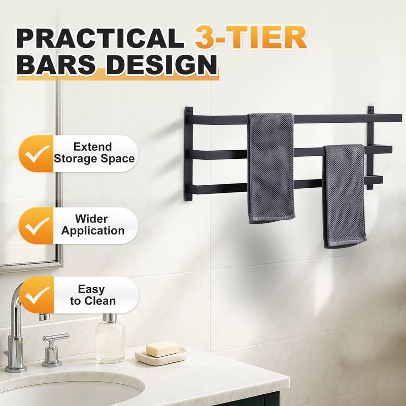 WOWOW Modern Wall-Mounted Stainless Steel Tiered Three-Tier Towel Rack