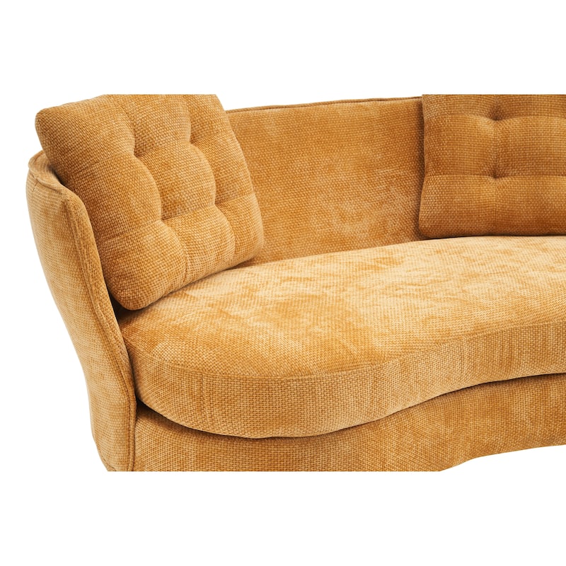 Upholstered Loveseat Sofa Chair with Golden Metal Legs