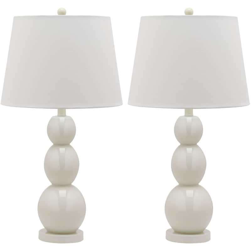 SAFAVIEH Lighting Natasha 28-inch Three Sphere Glass White Table Lamp (Set of 2) - 14"x14"x26.5" - 14Wx14Dx27H