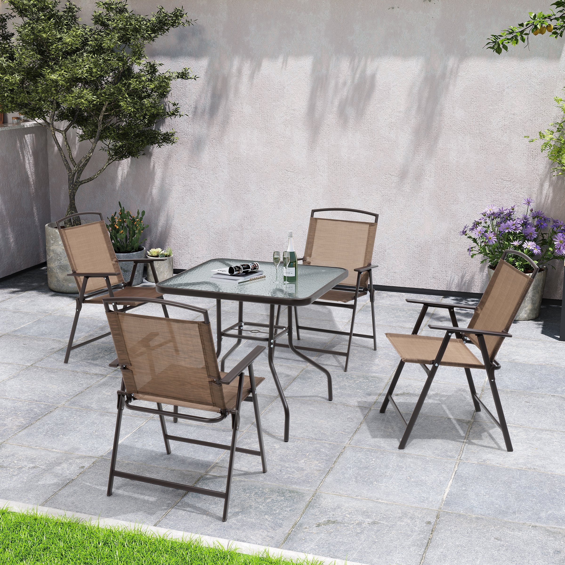 Glass patio set 6 chairs on sale
