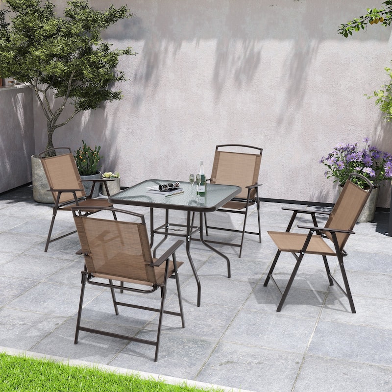 Set of 4 Patio Folding Chairs 4-Pack Dining Chairs