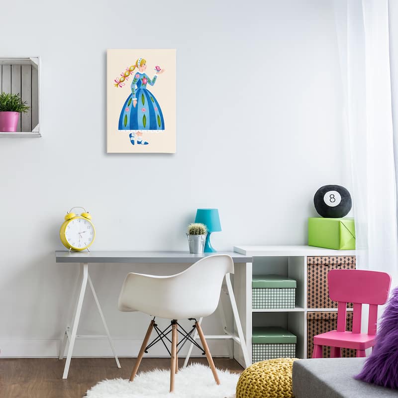 Stupell Blonde Folk Girl & Butterfly Canvas Wall Art Design By Hannah Moren