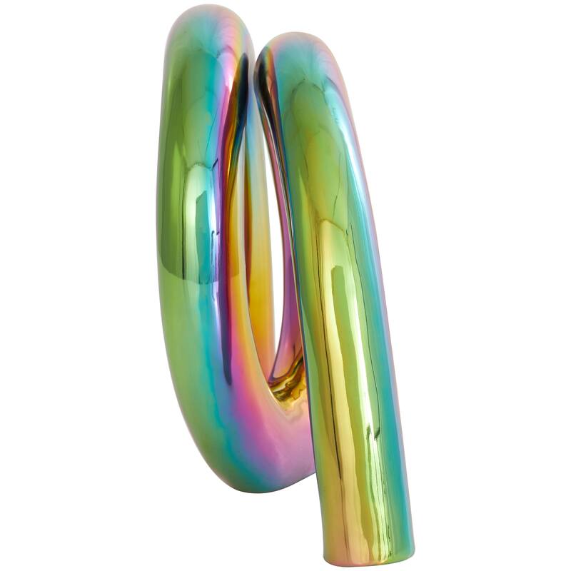 Silver, Gold or Multi Ceramic Rounded Loop Abstract Sculpture