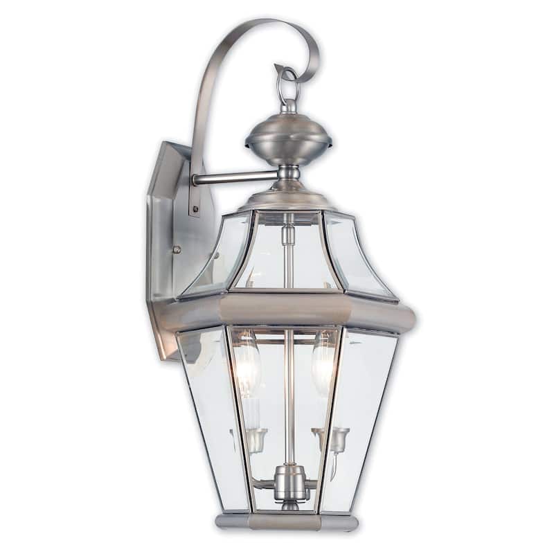 Livex Lighting Georgetown 2 Light 20-3/4" Tall Outdoor Wall Sconce - Brushed Nickel