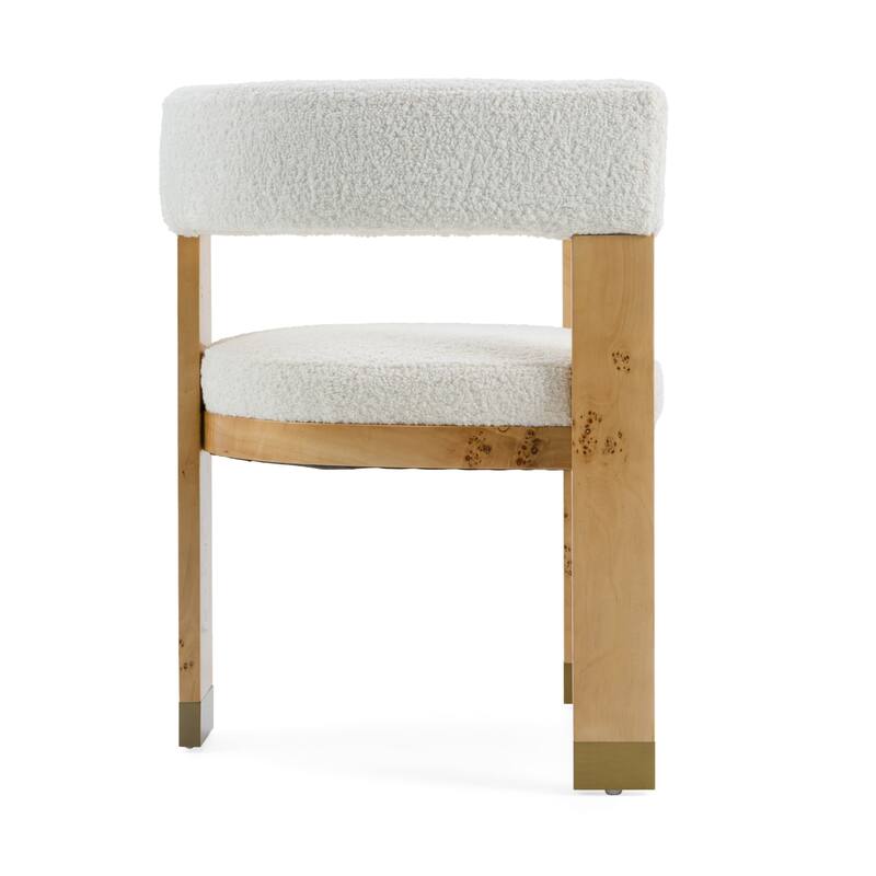 Modrest Letha Modern Cream Fabric & Burl Dining Chair