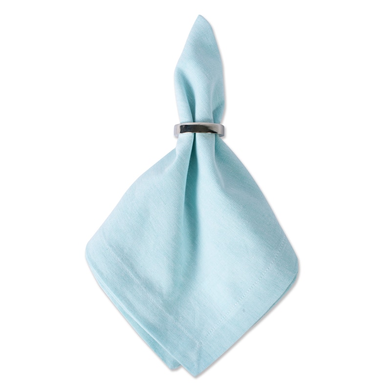 Pack of 6 Aqua Blue Solid Square Chambray Napkins 20"