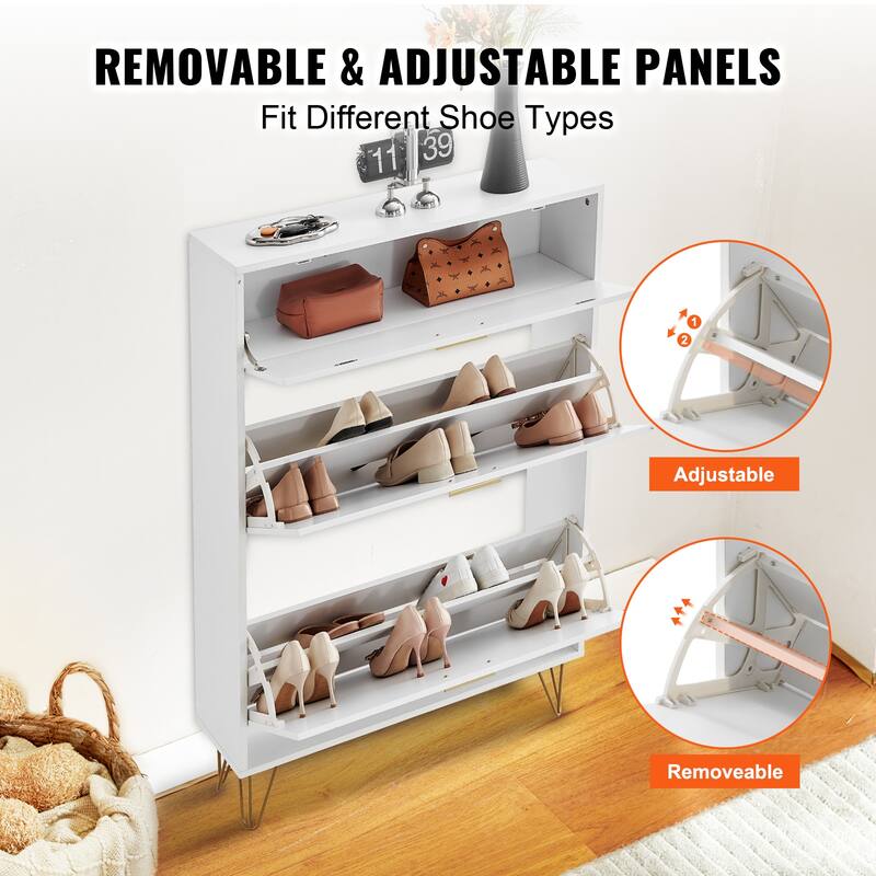 Shoe Cabinet with Flip Drawers, Shoe Storage Cabinet for Entryway, Free Standing Shoe Storage Organizer