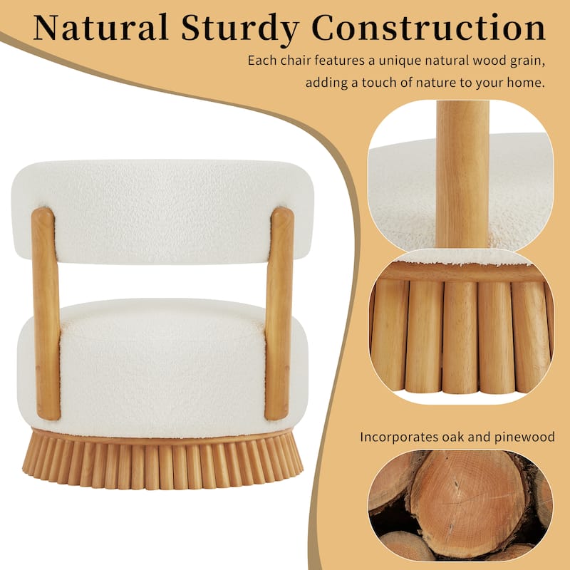 Modern Farmhouse Armless Chair, Wooden Base Featuring Thatched Roof Rod Design, Cozy Upholstered Chair for Living Room